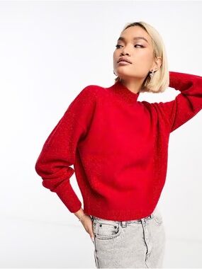 & Other Stories Bright Red Mock-Turtleneck Sweater